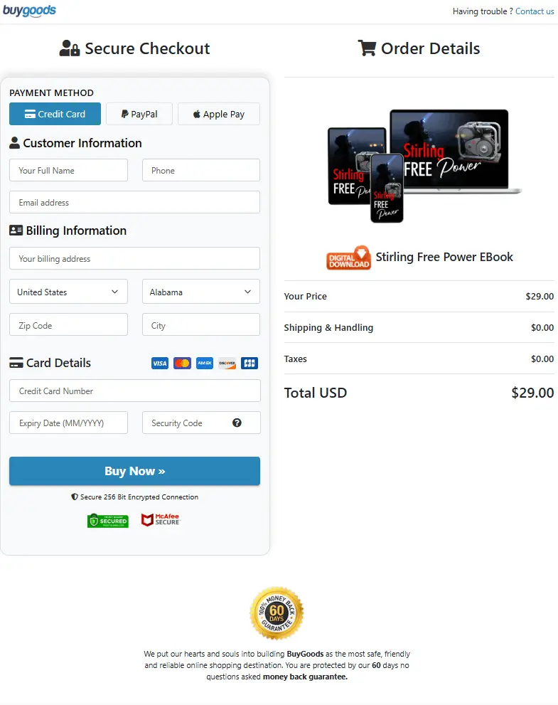Secure Order Form